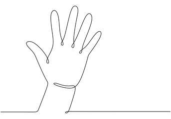 Waving hand continuous line drawing. Hand gesture concept. minimalist vector illustration.