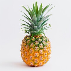 Fototapeta premium Fresh Whole Pineapple Isolated on White Background for Tropical Summer Vibes