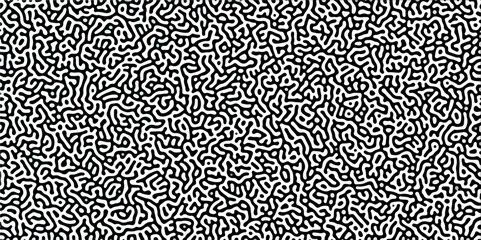 Abstract Turing organic wallpaper with background. Turing reaction diffusion monochrome seamless pattern with chaotic motion. Natural seamless line pattern.	
