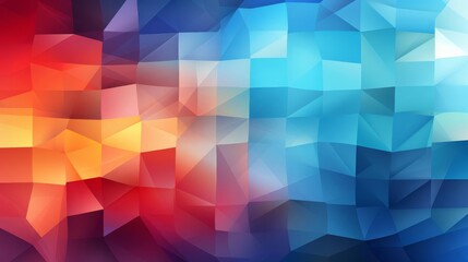 Abstract polygonal geometric background with vibrant blue, red, and orange hues. Perfect for design, tech, and creative projects.