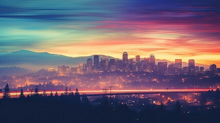 Obraz premium cityscape light leak film