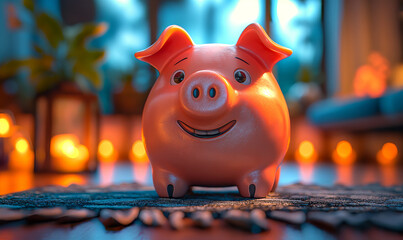 Obraz premium Piggy bank for money on an abstract background.