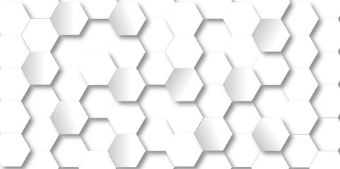 Naklejka premium Abstract white background with hexagons. Abstract hexagon polygonal pattern background vector. seamless bright white Pattern with hexagons illustration of a honeycomb. Futuristic surface .