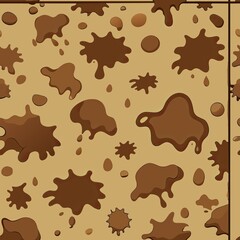 Seamless pattern of mud splatters and puddles in muddy brown tones, Generative AI