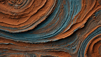 Terracotta or clay textured background, Abstract dark clay texture with various elements