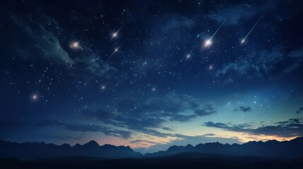 panoramic shooting stars background