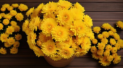 vase yellow mums
