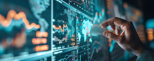 Fototapeta premium Interactive Digital Finance Management Presentation Concept with Data Visualization