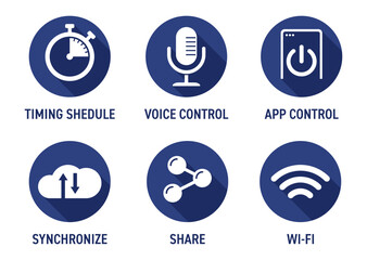 Smart home device flat circular icons set