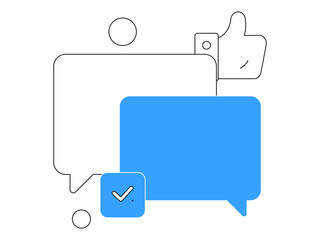 Virtual characters social communication concept business flat vector hand drawn illustration
