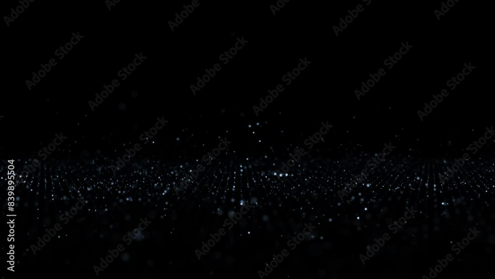 Wall mural loop digital dots bouncing on black background.