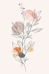 Abstract minimalistic Boho Bohemian elements design vector line art with a solid monochromatic background