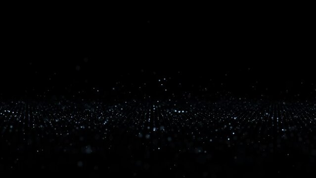 Loop digital dots bouncing on black background.