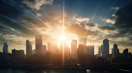 Fototapeta premium buildings sun lens flare