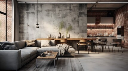 brick blurred modern apartment interior
