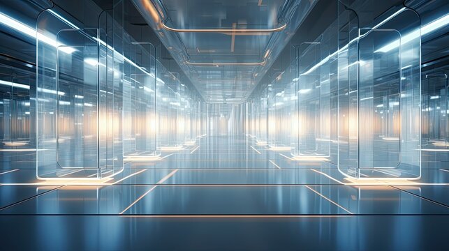 glass blurred futuristic interior
