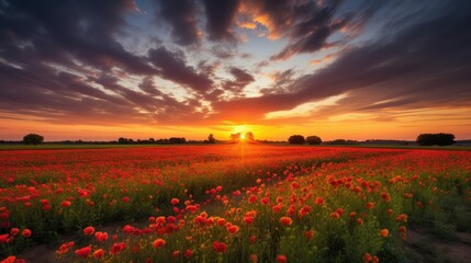 Fototapeta premium wildflowers green yellow red