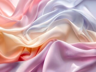 Obraz premium Luxurious Pastel Satin Ribbon Waves in Soft Elegant Backdrop