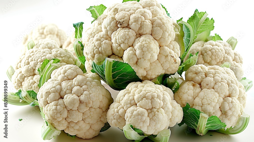 Poster resh cauliflower in studio lightning, isolated on white background : generative ai