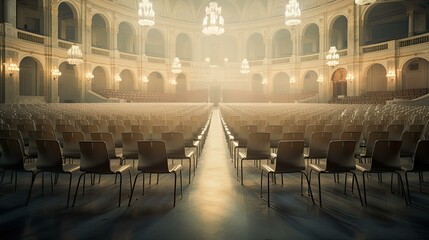 Fototapeta premium tables blurred congress interior