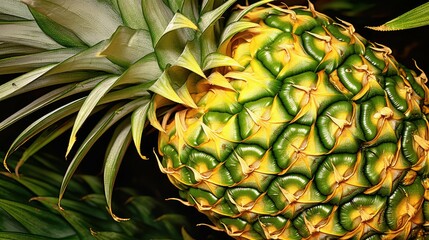spiky close pineapple fruit