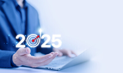 economic analysis 2025, budget. concept of action business plan targets the new year 2025 growth. finance goal to succeed, Making a profit in the investment market in growth industry technology