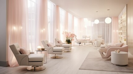 Fototapeta premium ethereal blurred nail salon interior