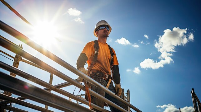 hardhat construction worker in sun