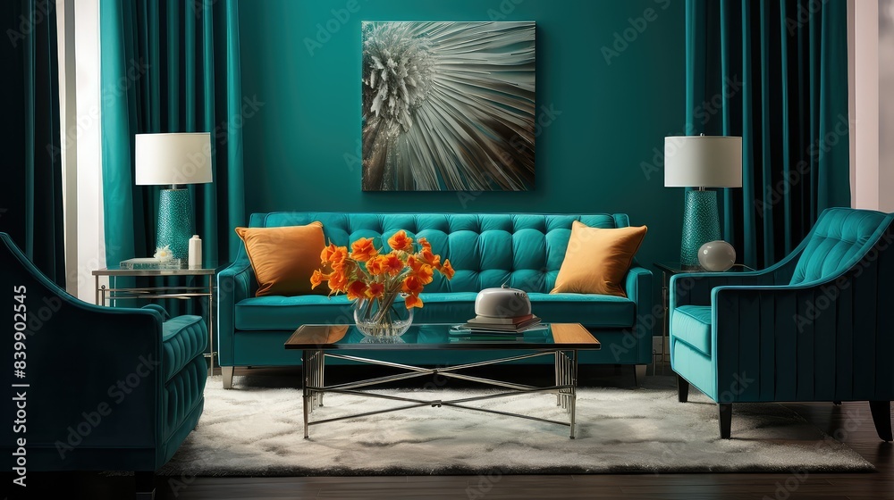 Canvas Prints cozy teal interior