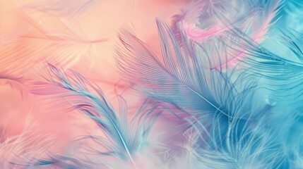 pastel colour feather abstract background, generative ai
