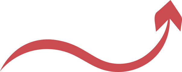 red arrow curve shape  with transparent background	