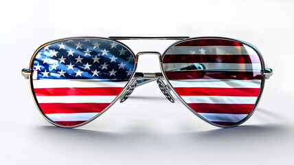 Sunglasses reflecting the American flag