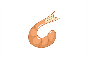 Fried Shrimp Flat Sticker Design