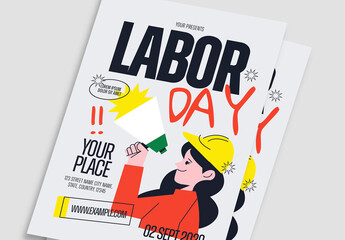 Grey Flat Design Labor Day Flyer Layout