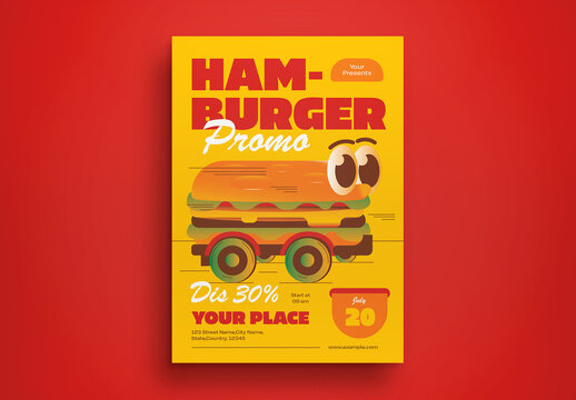 Orange Y2k Evolution Hamburger Promo Flyer Layout