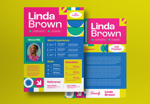 Pink And Blue Playful Geometric Resume