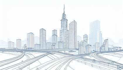 建築デザイン 都市計画 都市スケッチ 未来都市 スカイライン モダン建築 インフラストラクチャー 都市開発 都市景観 建設プロジェクト