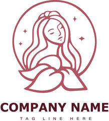 beauty lady hair logo design
