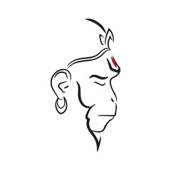 Lord Hanuman vector design beautiful art. Lord Hanuman line art.