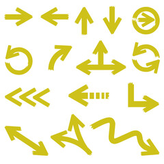 Set of Yellow arrow symbols like tape