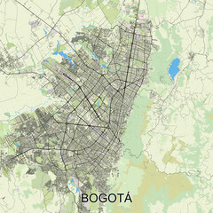 Bogotá, Colombia map poster art