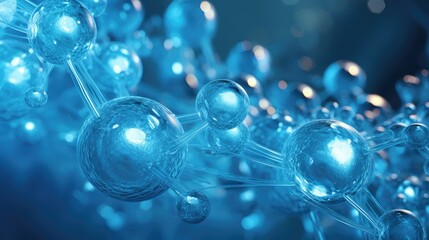 floating blue molecules