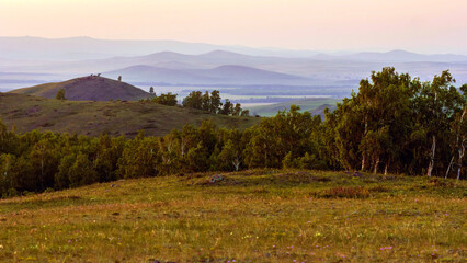 Obraz premium mountain landscapes of the Irandyk ridge in the Southern Urals on a summer day
