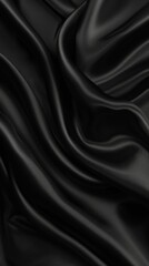 Fototapeta premium Luxurious Fabric Textile Decoration for Posters, Banners, and Cover Designs - HD Wallpaper with Smooth Black Silk Folded Cloth Background，Empty smooth black silk fabric folded cloth background