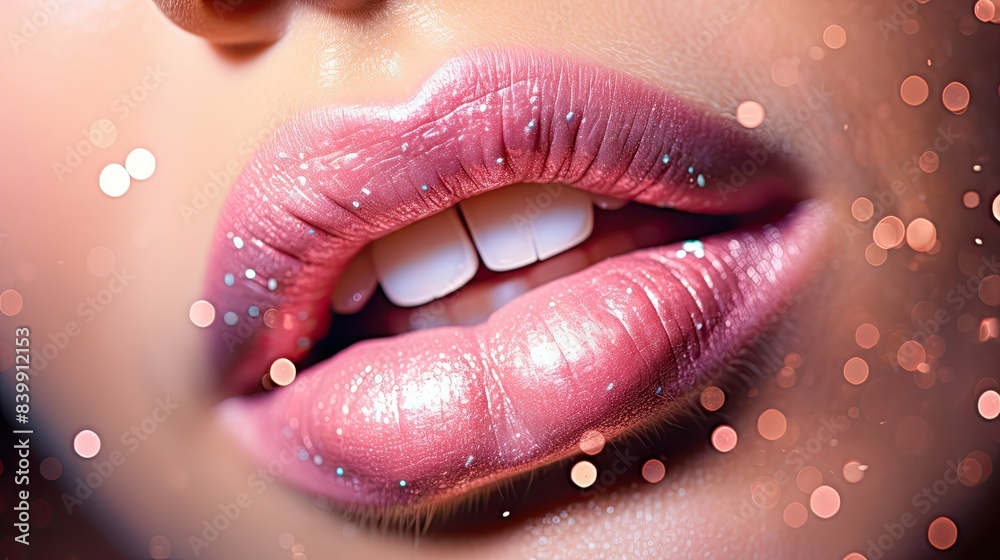 Canvas Prints floating pink glitter lips