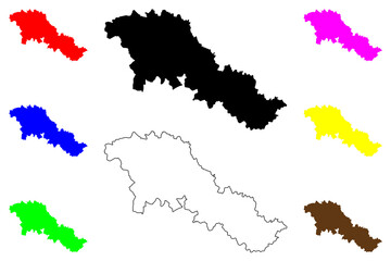 Broadland non-metropolitan district (United Kingdom of Great Britain and Northern Ireland, ceremonial county Norfolk, England) map vector illustration, scribble sketch map