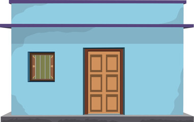 Indian village home. Indian village house for cartoon animation. Asian small building isolated white background clipart