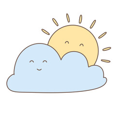 Sun With Cloud Smile Cute