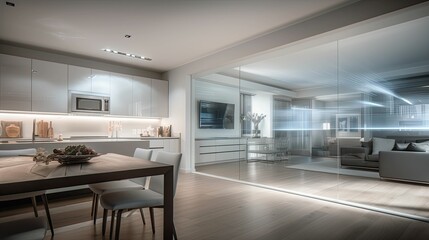 kitchen blurred modern condo interior