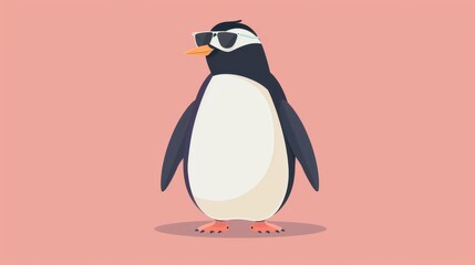 Fototapeta premium Cool penguin wearing sunglasses on a pink background